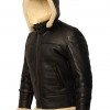 B3 Shearling Removable Hood Black Jacket