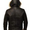 B3 Shearling Removable Hood Black Jacket