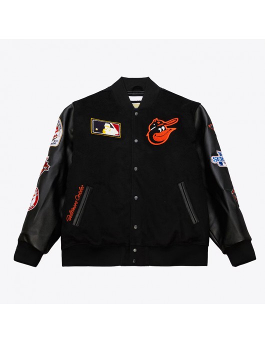 Baltimore Orioles Black Out Vintage Logo Varsity Jacket