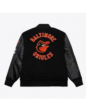 Baltimore Orioles Black Out Vintage Logo Varsity Jacket