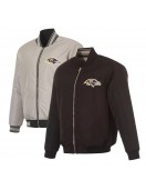 Baltimore Ravens Black/Gray Full-Zip Reversible Flight Jacket