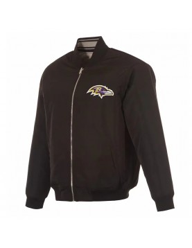 Baltimore Ravens Black/Gray Full-Zip Reversible Flight Jacket