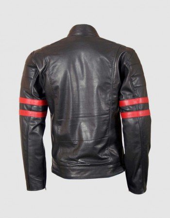 Biker Leather Jacket with Red Stripes Biker Leather Jacket with Red Stripes