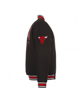 Black Full-Snap Chicago Bulls Wool Varsity Jacket