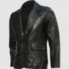 Black Leather Blazer with 2 Buttons Black Leather Blazer with 2 Buttons