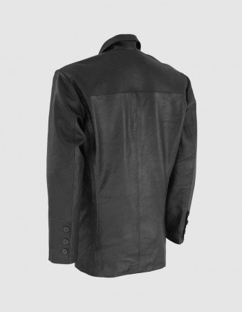Black Leather Coat with 3 Buttons Black Leather Coat with 3 Buttons