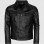 Black Leather Jacket for Men with Folded Collar