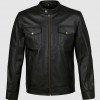 Black Leather Jacket with 4 Pockets Black Leather Jacket with 4 Pockets