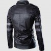 Black Leather Jacket with Grey Stripes Black Leather Jacket with Grey Stripes