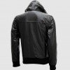 Black Leather Jacket with Hoodie Black Leather Jacket with Hoodie