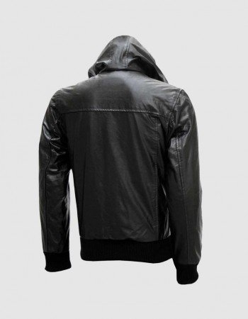 Black Leather Jacket with Hoodie Black Leather Jacket with Hoodie