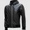 Black Leather Jacket with Hoodie