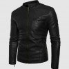 Black Leather Jacket with Small Collar Black Leather Jacket with Small Collar