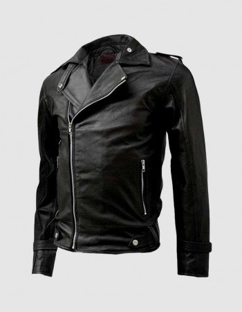 Black Leather Jacket with Zipper