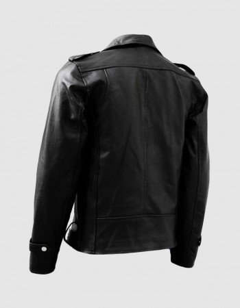 Black Leather Jacket with Zipper