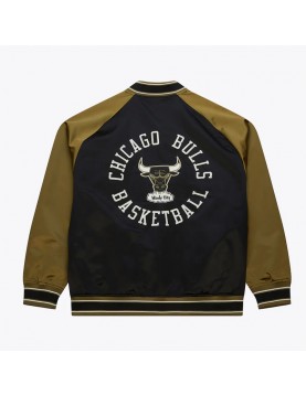 Black/Olive Chicago Bulls Double Clutch Satin Jacket