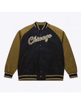 Black/Olive Chicago Bulls Double Clutch Satin Jacket