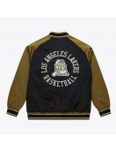 Black/Olive Los Angeles Lakers Double Clutch Satin Jacket Black/Olive Los Angeles Lakers Double Clutch Satin Jacket