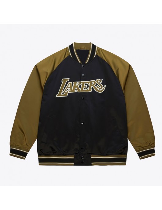 Black/Olive Los Angeles Lakers Double Clutch Satin Jacket Black/Olive Los Angeles Lakers Double Clutch Satin Jacket
