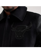 Black Patches Chicago Bulls Letterman Full-Zip Wool/Leather Jacket