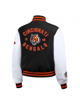 Black/White Cincinnati Bengals Varsity Full-Zip Jacket