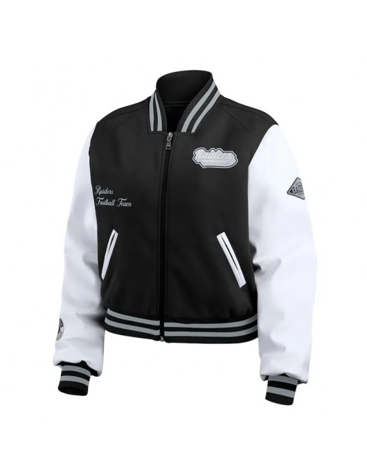 Black/White Las Vegas Raiders Varsity Full-Zip Jacket