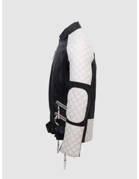 Black &amp; White Leather Jacket for Men - Equitazione