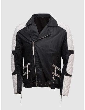 Black &amp; White Leather Jacket for Men - Equitazione