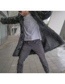 Black Wolf Middi Faux Fur Collared Coat
