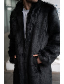 Black Wolf Middi Faux Fur Collared Coat
