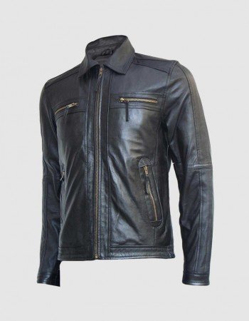 Black Zipper Leather Jacket
