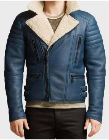 Men’s Asymmetrical Shearling Leather Jacket