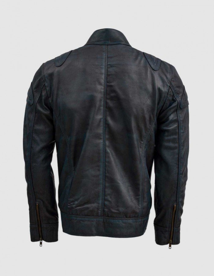 Blue Waxed Jacket with Red Shade