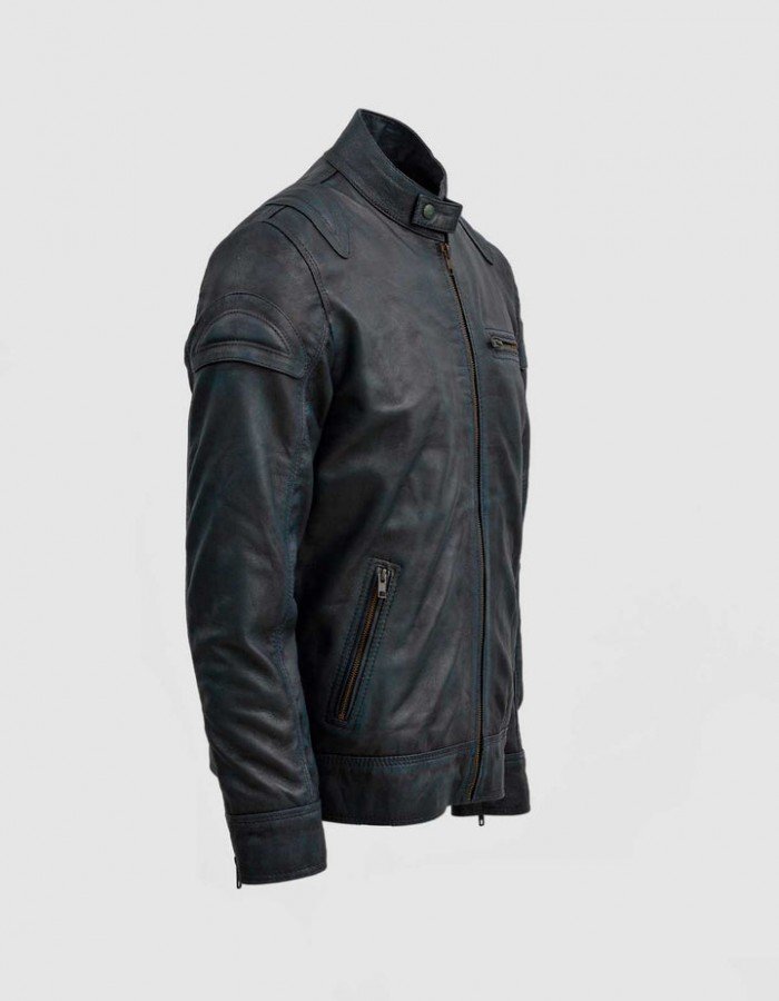 Blue Waxed Jacket with Red Shade