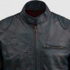 Blue Waxed Jacket with Red Shade