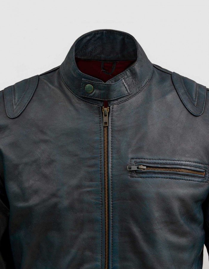 Blue Waxed Jacket with Red Shade
