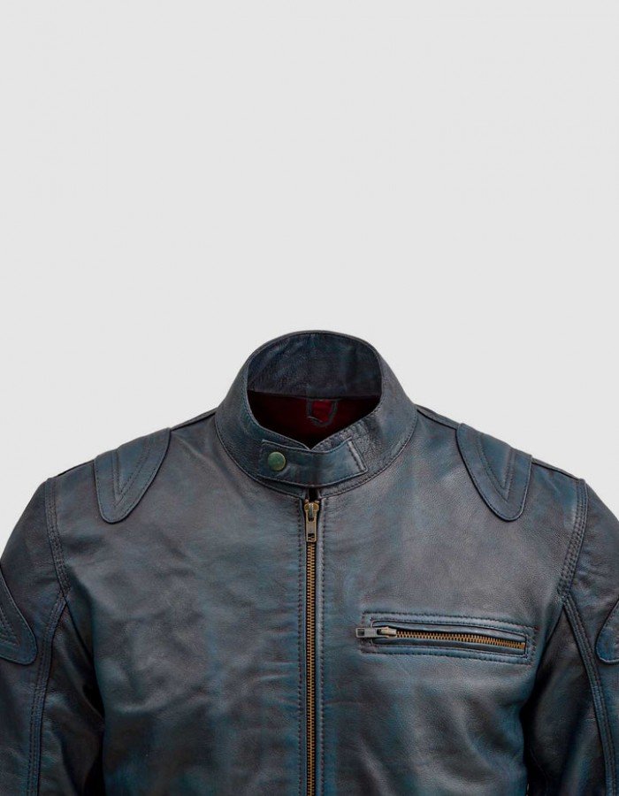 Blue Waxed Jacket with Red Shade