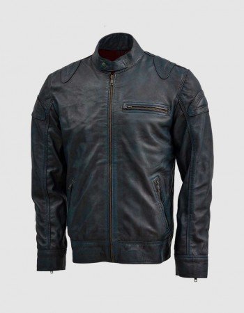 Blue Waxed Jacket with Red Shade