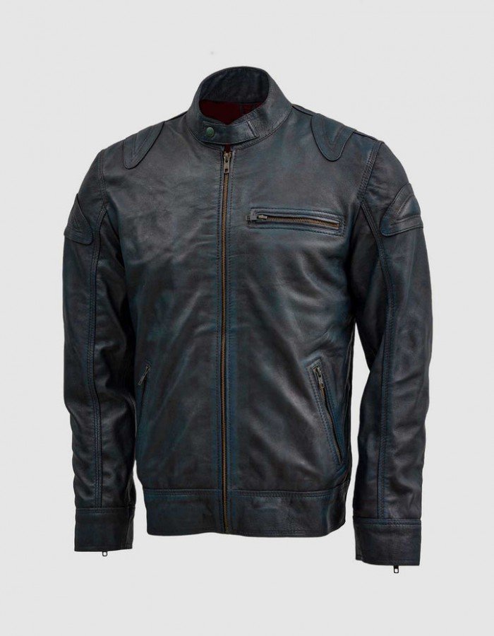 Blue Waxed Jacket with Red Shade