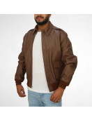 Bomber Flight Brown Real Leather Jacket