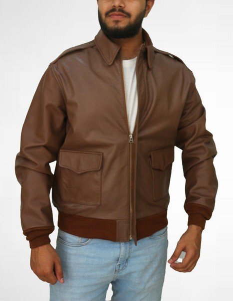 Bomber Flight Brown Real Leather Jacket Bomber Flight Brown Real Leather Jacket