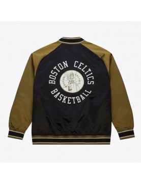 Boston Celtics Black/Olive Satin Double Clutch Jacket