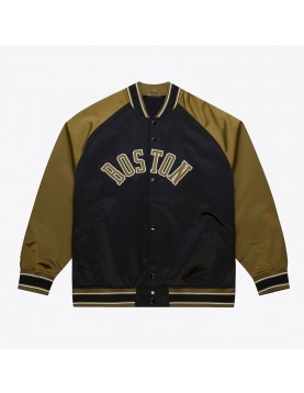 Boston Celtics Black/Olive Satin Double Clutch Jacket