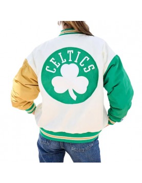 Boston Celtics Color Block Bomber Full-Snap Jacket