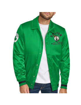 Boston Celtics Stitch Applique Kelly Green Satin Jacket