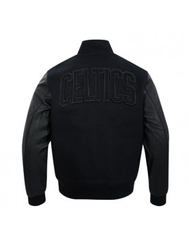 Boston Celtics Triple Black Varsity Wool and Leather Jacket 