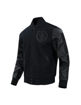 Boston Celtics Triple Black Varsity Wool and Leather Jacket 