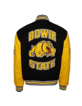Bowie State University Black and Gold Varsity Jacket - Unisex Wool &amp; Leather