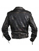 Brando Biker Vintage Cafe Racer Distressed Black Leather Jacket