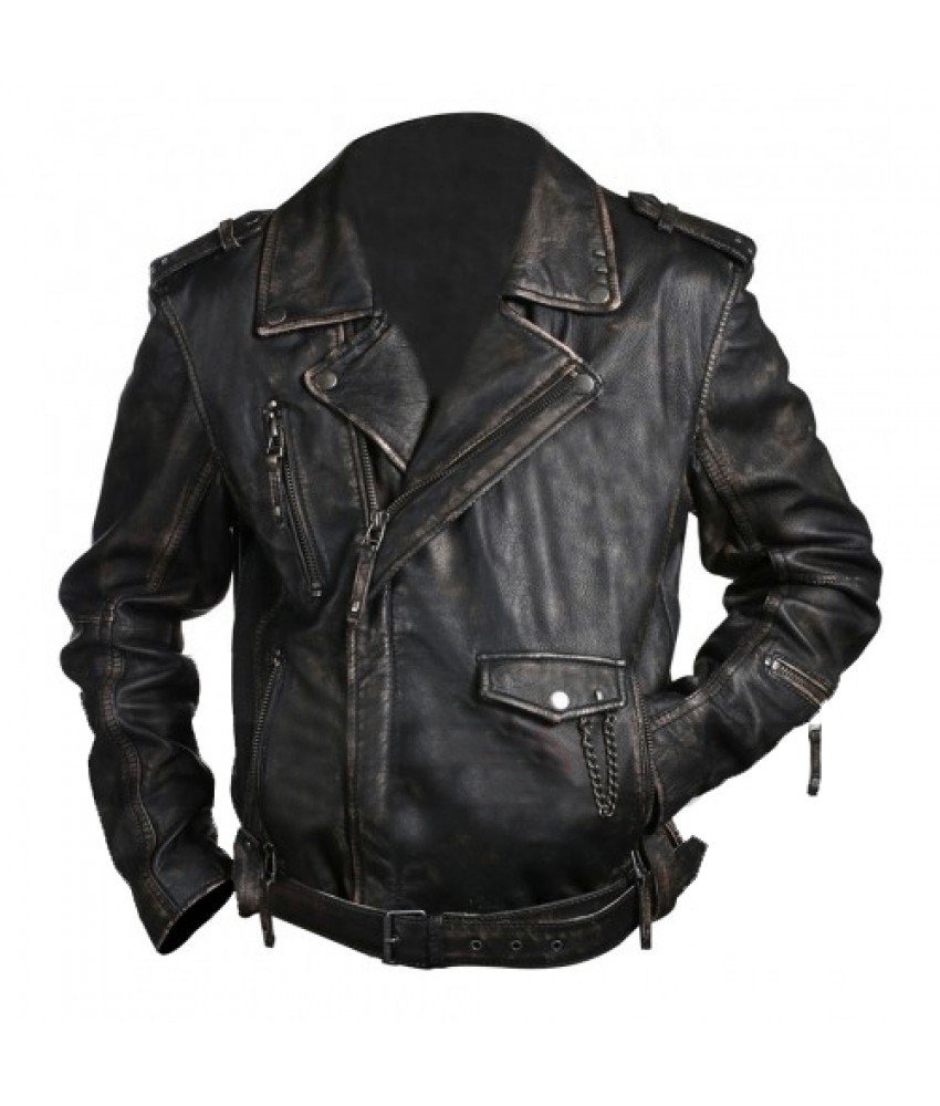 Brown Brando Mens Biker Cafe Racer Motorcycle Vintage Distressed Leather Jacket